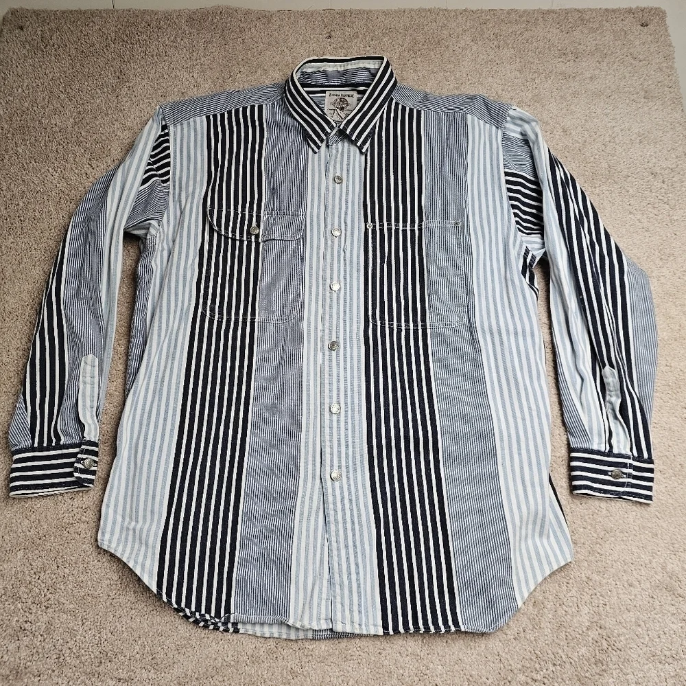 Vintage Banana Republic Safari & Travel Blue Multi Striped Button Down Shirt‎ XL